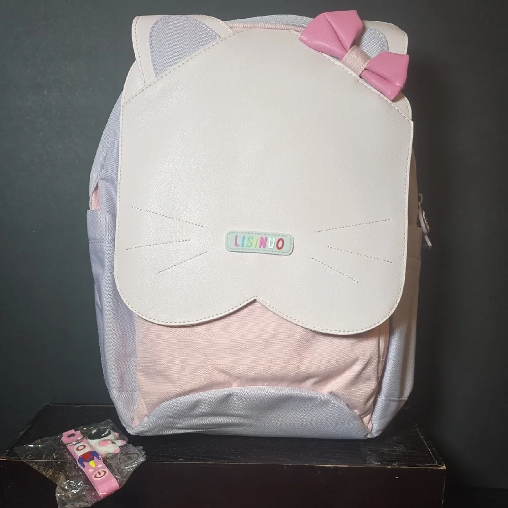 New Pink and White Cat Ears Kids Backpack